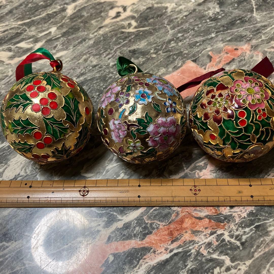 七宝焼クリスマスオーナメント3個Ａ