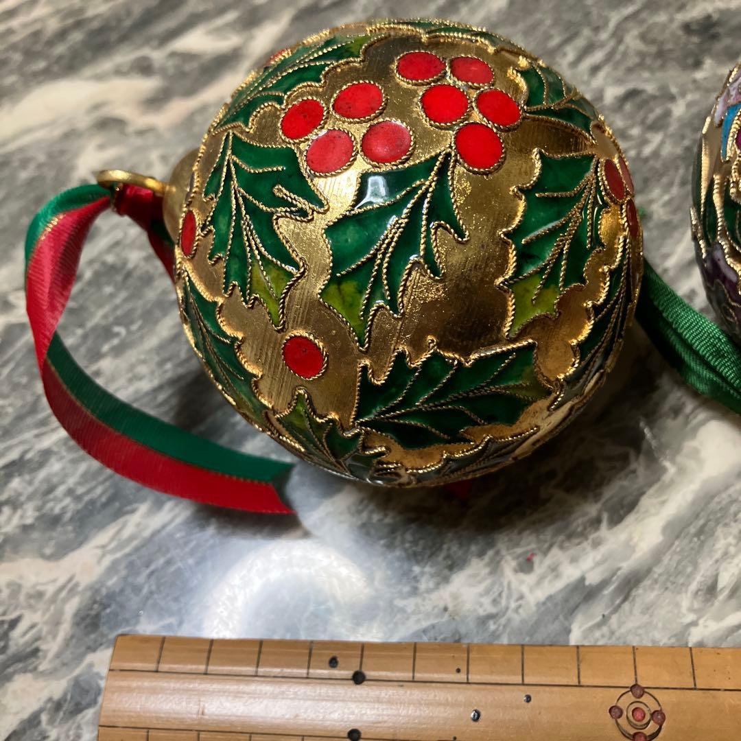 七宝焼クリスマスオーナメント3個Ａ