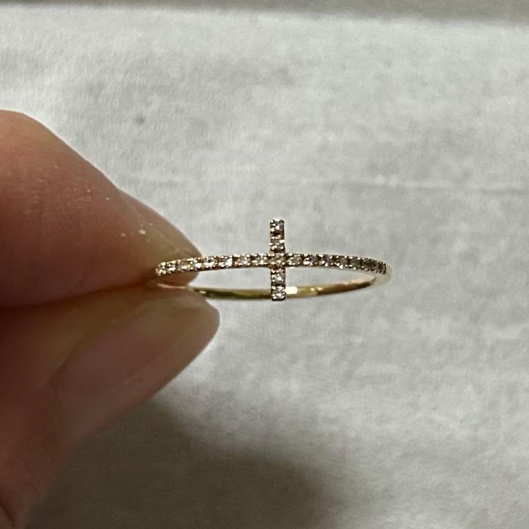 極美品　ete 現行品　K18YG クロス ダイヤモンド リング　13号