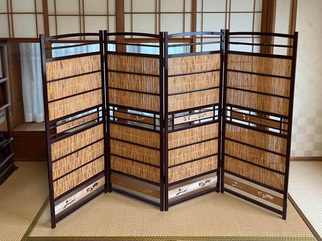 4連衝立 間仕切り パーテーション 希少 昭和レトロ 古民家 日本家屋 古道具