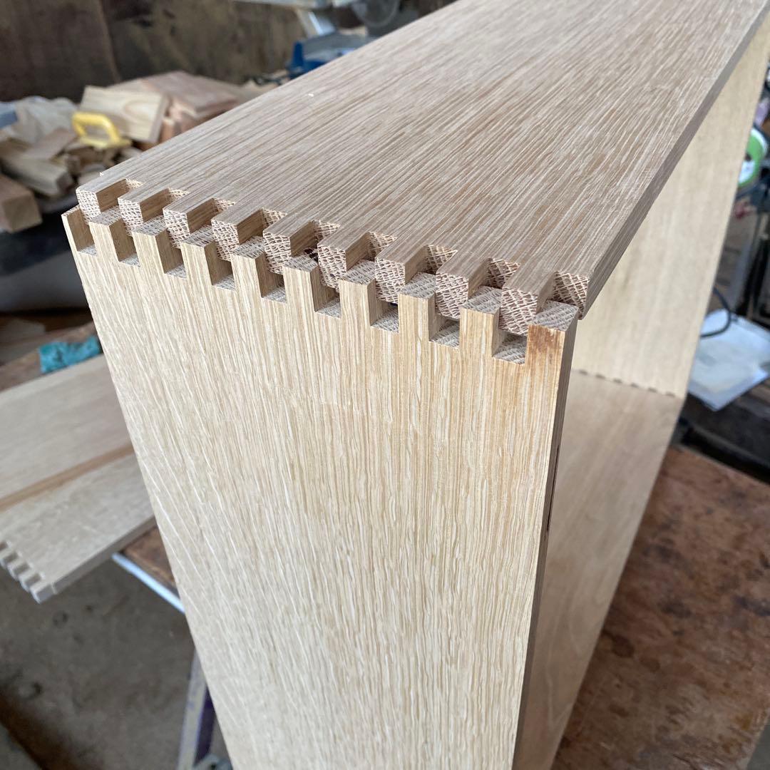 めるぱす様オーダー専用 ホワイトオーク木製ラック２段 2セット　アラレ組・蟻溝