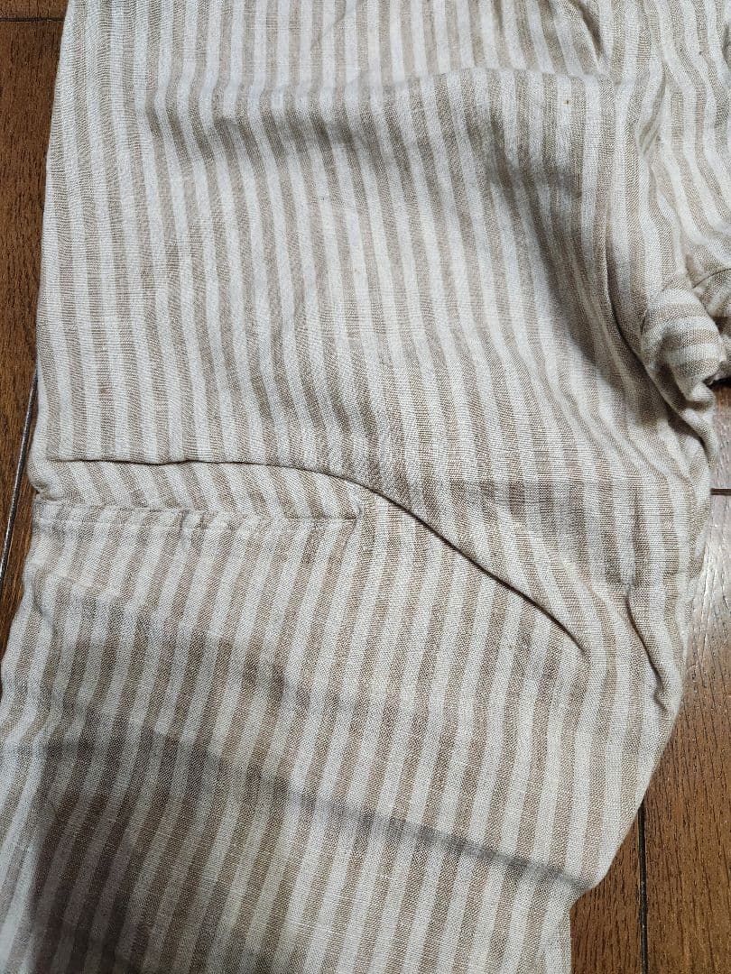 suzuki takayuki 麻ベージュストライプ サルエルパンツ　サイズ2
