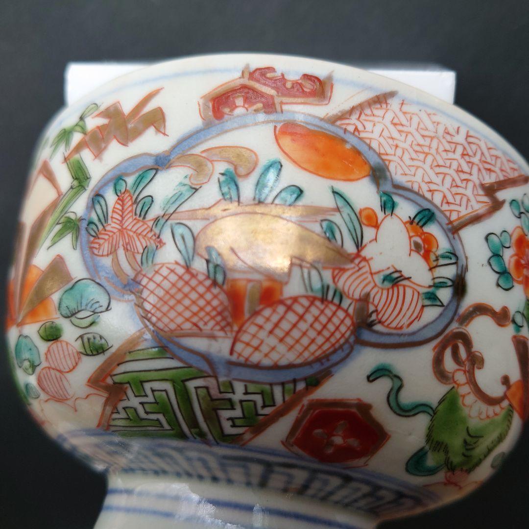 古伊万里　古九谷　江戸時代　鷺絵煮物碗　蓋碗　雑煮碗　染錦　錦彩　手描　色絵金彩