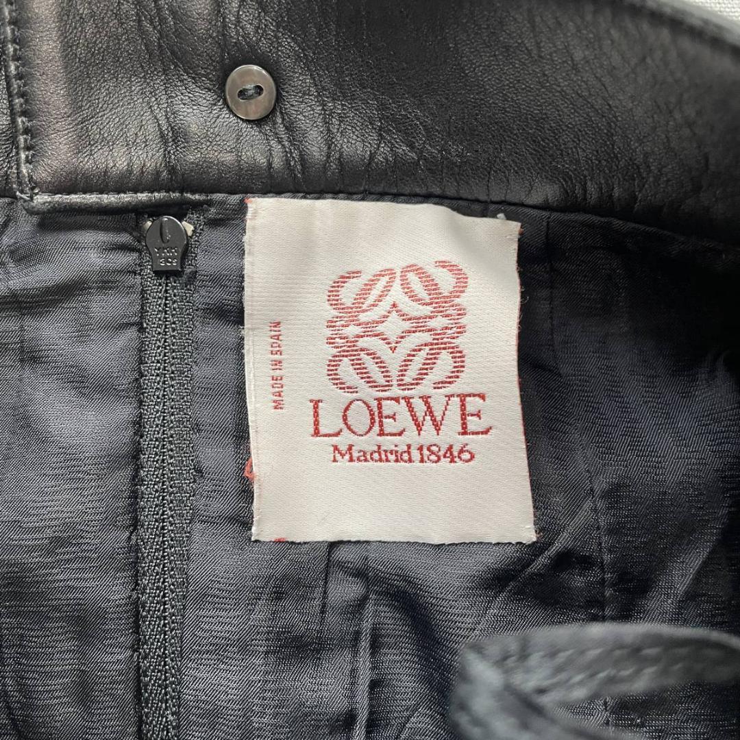 美品　ロエベ　ラムレザースカート　Aラインシルエット　36　S　羊革 ひざ丈