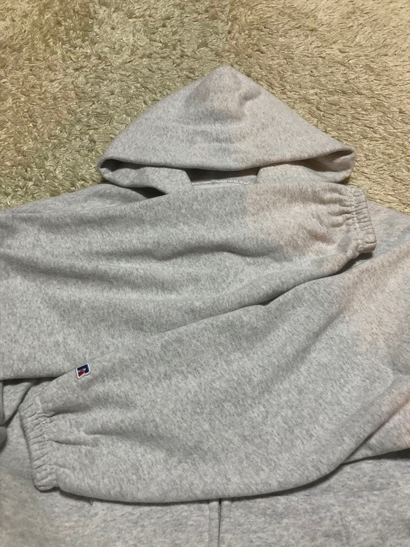 ラッセル　アスレチック　プロコットン　パーカー　ジップアップ　グレー　無地