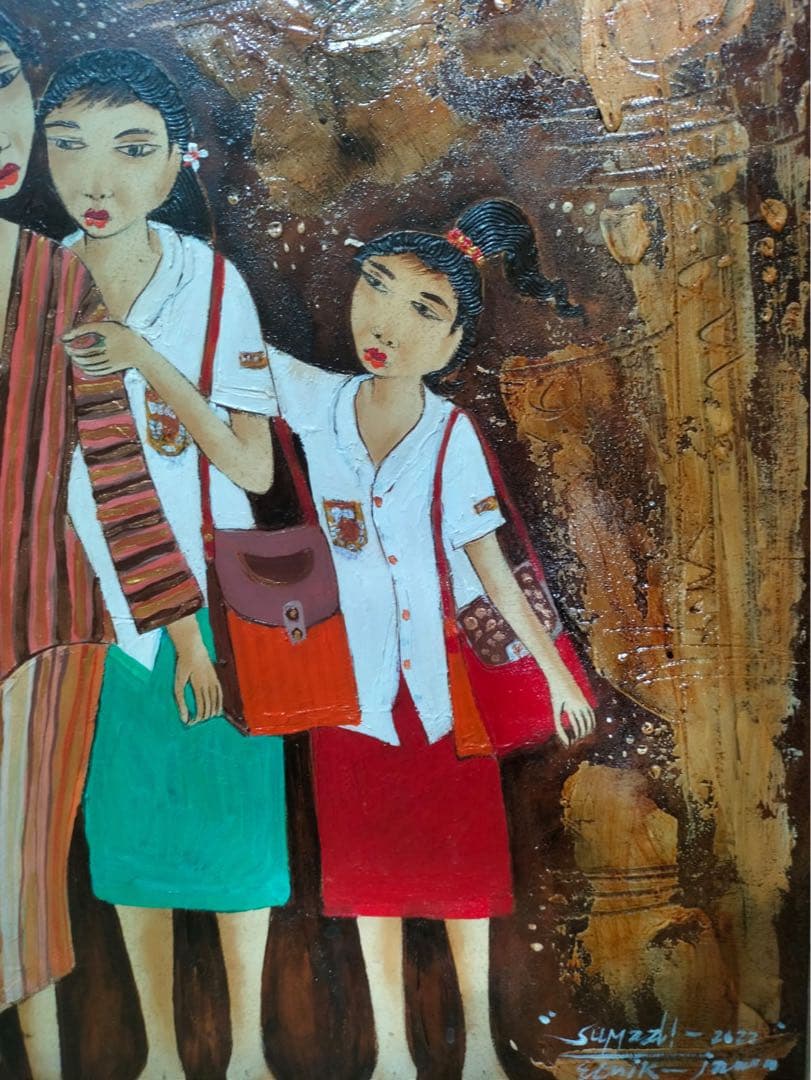 バリ絵画:title tak kenal lelah疲れ知らず