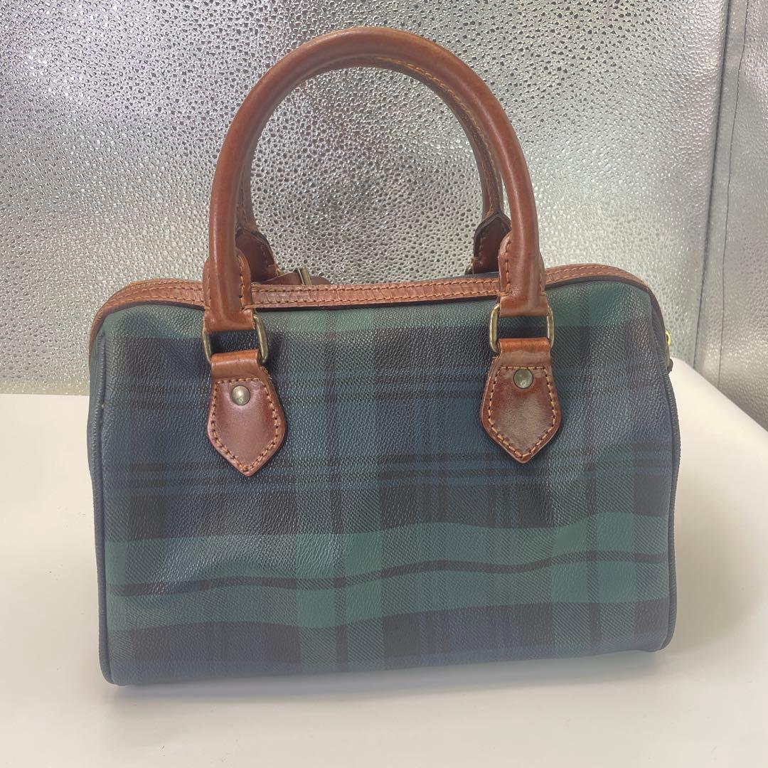 ポロラルフローレン　タータンチェック ハンドバッグ　ミニボストンバッグ