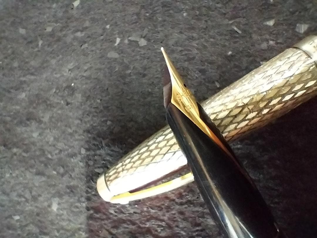 SHEAFFER シェーファー万年筆 14Kスターリングシルバー網目模様 USA