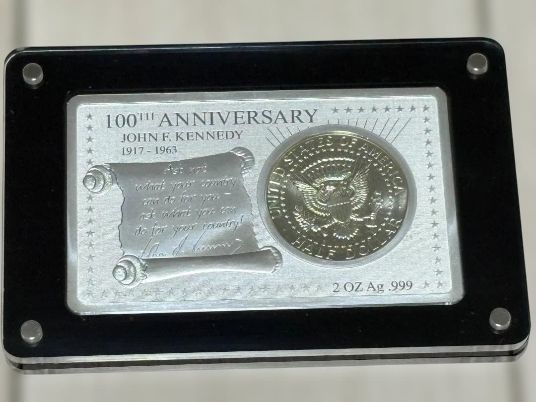 【新品】ケネディ大統領100周年記念　銀貨・銀プレート　セット
