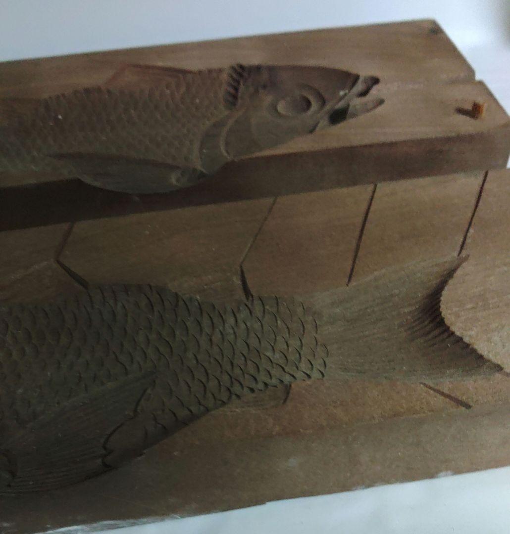 菓子型　アンティーク　金目鯛　珍品　落雁　干菓子　木製　ア11-31