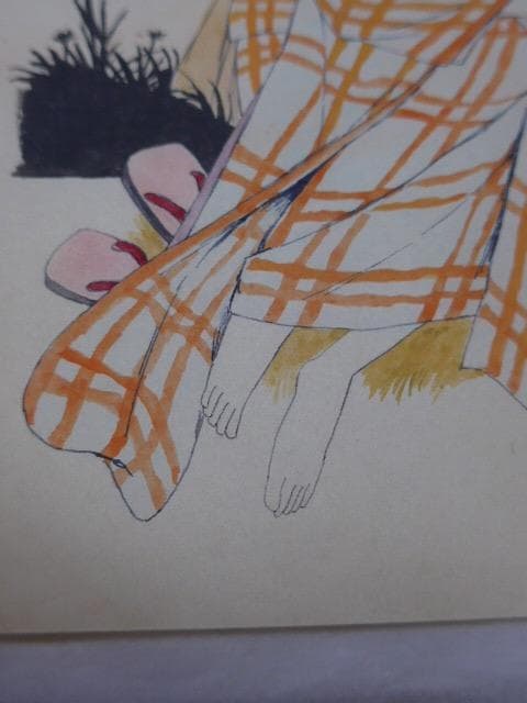 大正ロマンの画家、山根幸雄／由紀雄の肉筆の画稿です。中原淳一と同時代です／7