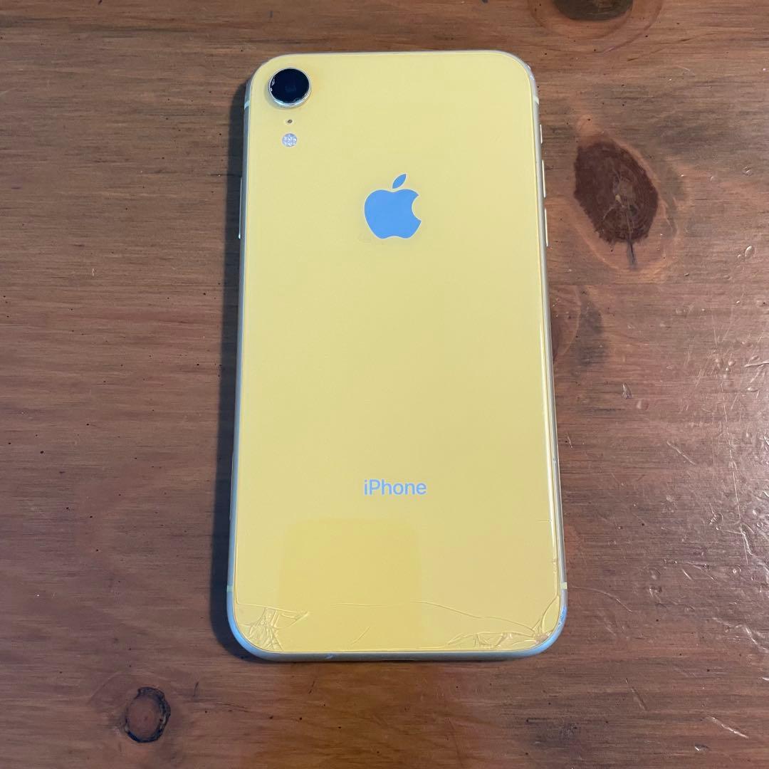 iPhone XR イエロー 画面・背面にひびあり　128GB