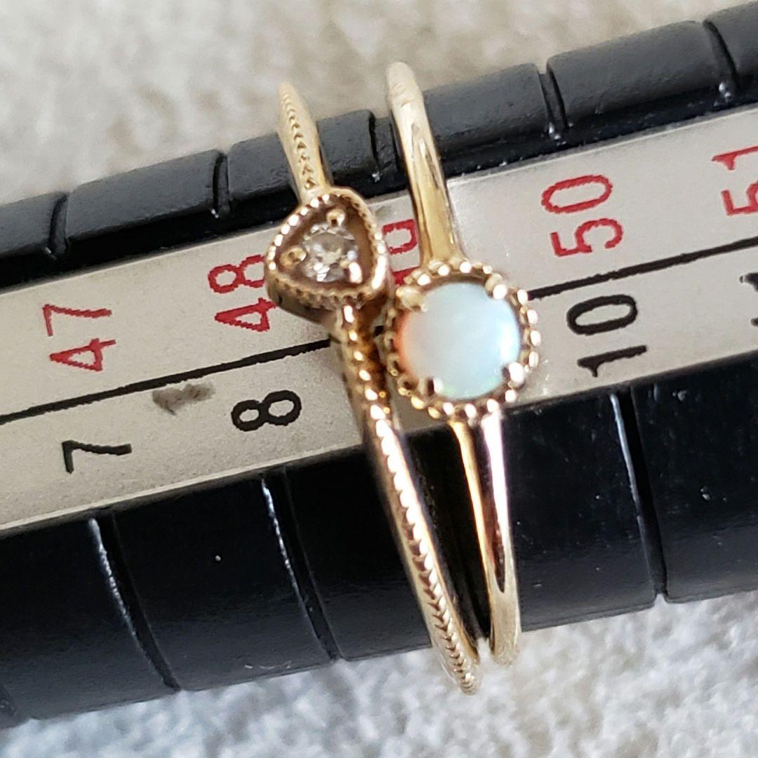 『エル』オパール♡9号【ノワールドプーペ】K10 虹色 ゴールドリング☆