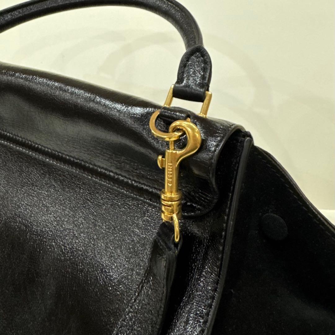 【限定特価】ショルダーバッグセリーヌ 2WAYハンドバッグトラペーズ　ブラック