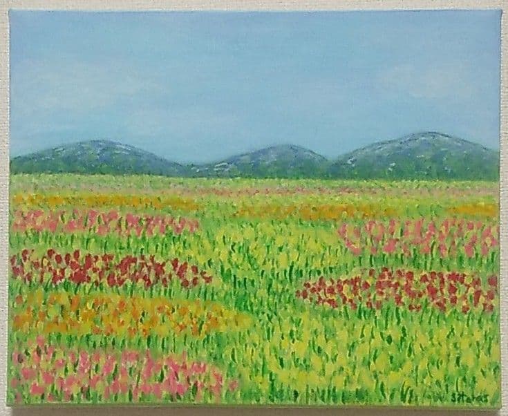 絵画 お花畑 風景画 アクリル画 原画