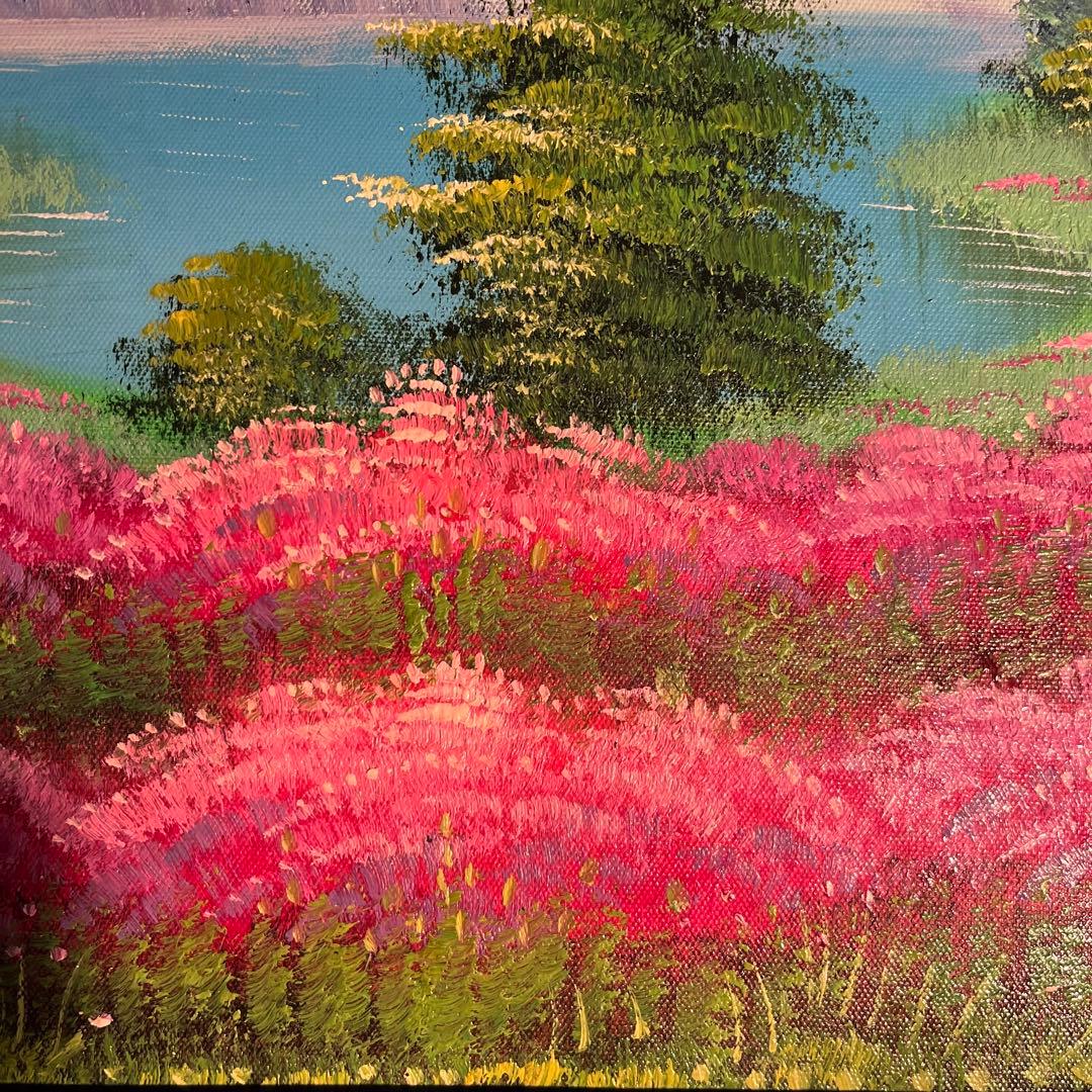 手書き油絵 春の訪れ 額付 絵画 インテリア 油彩画