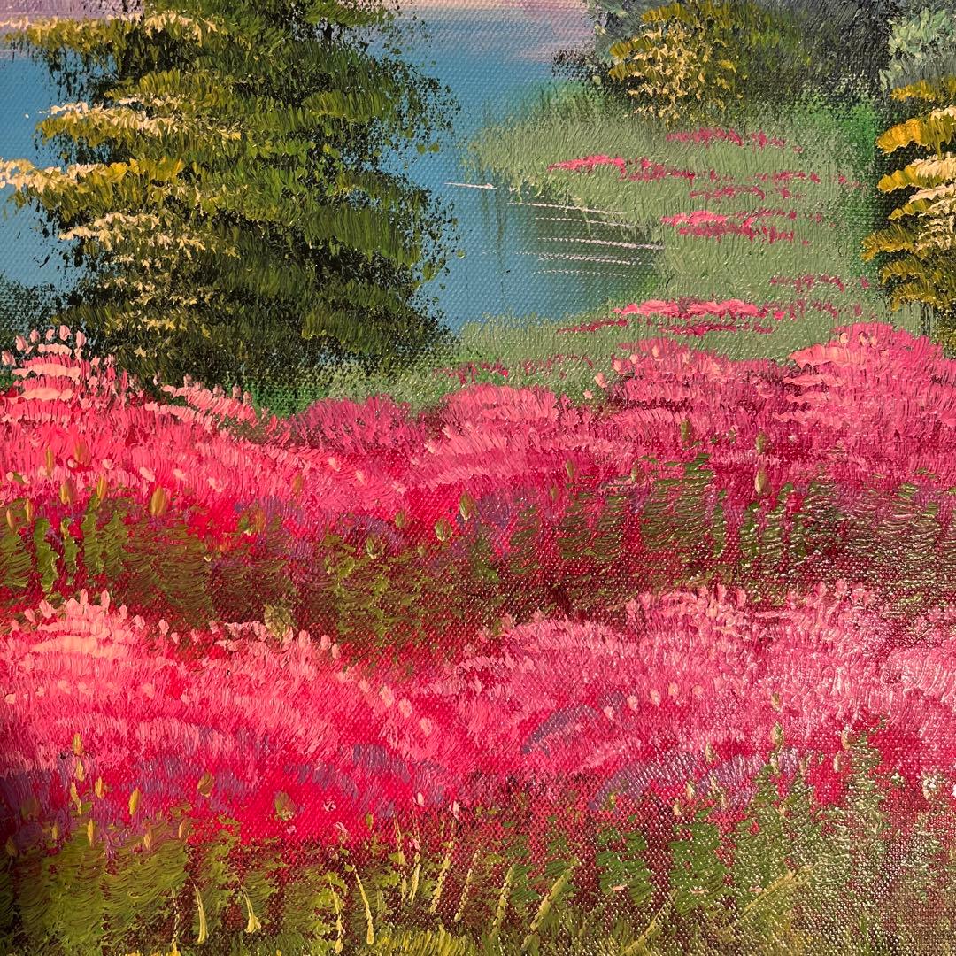 手書き油絵 春の訪れ 額付 絵画 インテリア 油彩画