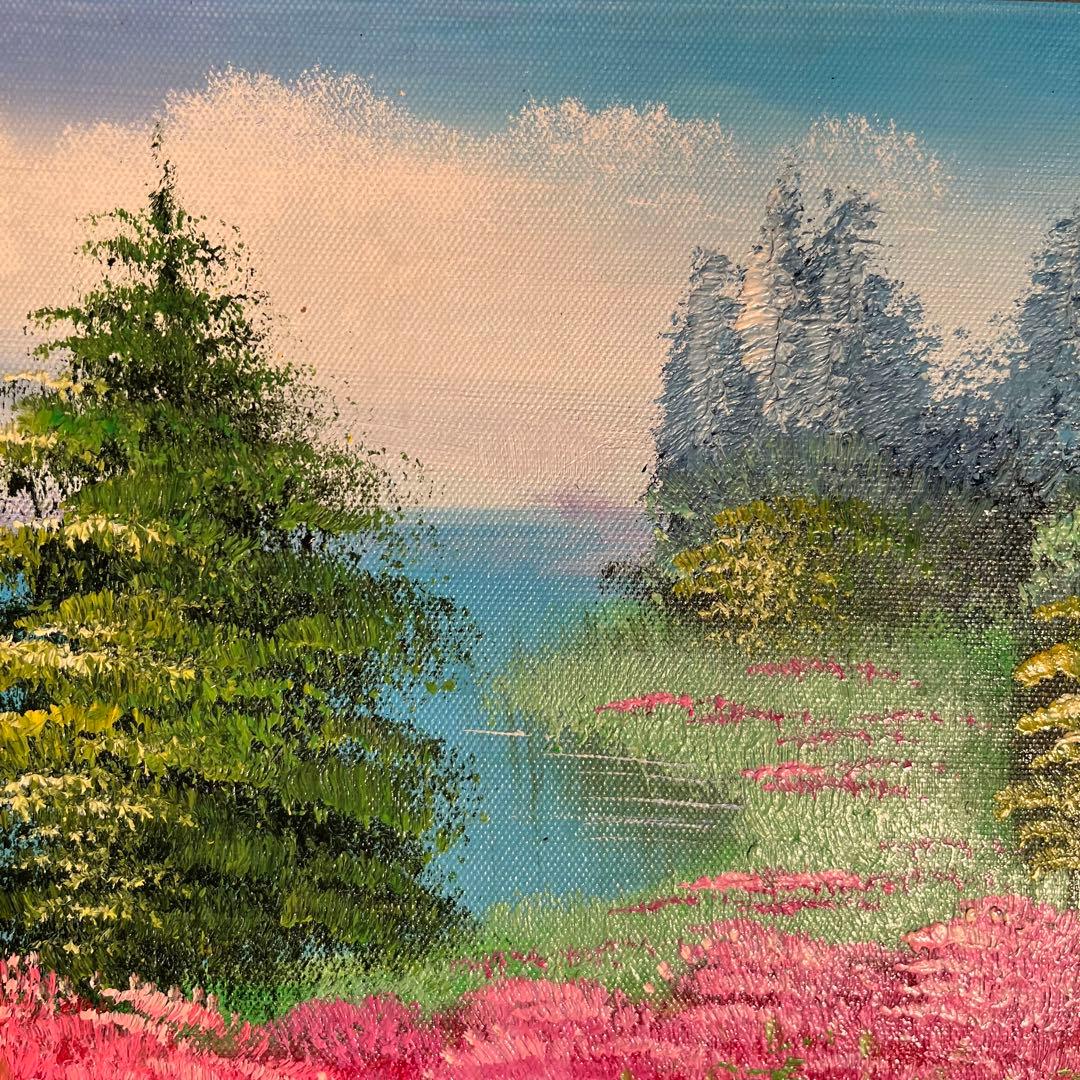 手書き油絵 春の訪れ 額付 絵画 インテリア 油彩画