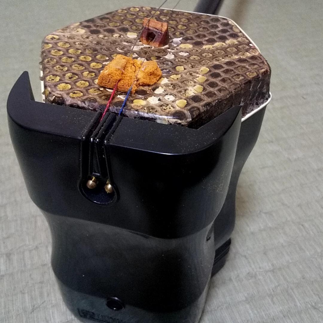 二胡 蛇皮 民族楽器 敦煌牌 上海 弓 ケース付き 弦楽器　六角筒