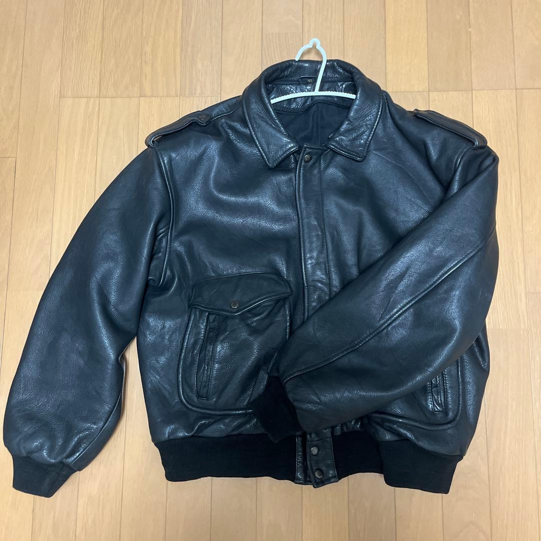 黒レザーシングルライダースジャケット