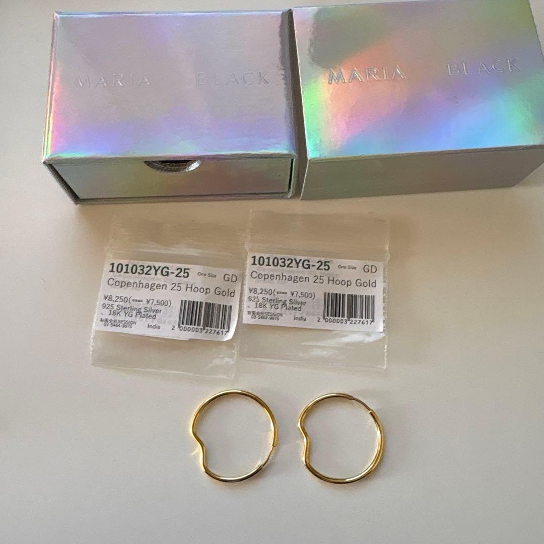【美品】MARIA BLACK  25 HOOP GOLD