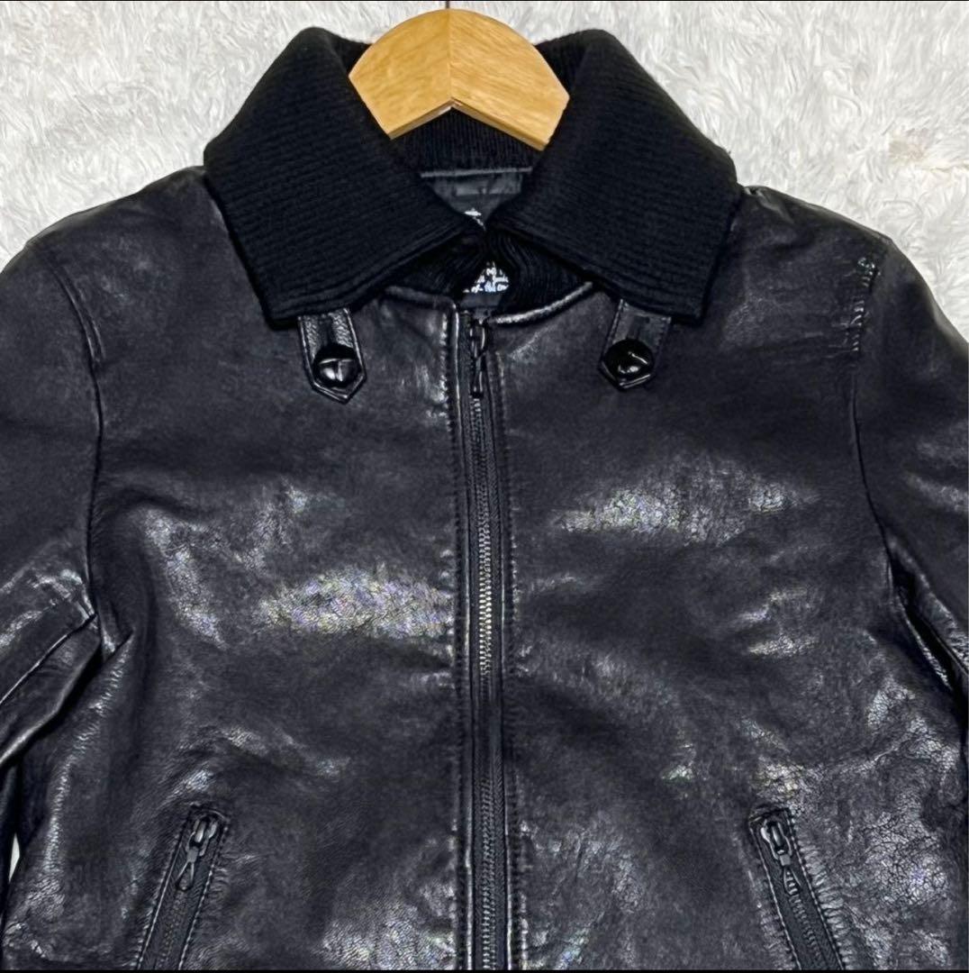 【美品】 ドンキーカラー WASHED レザージャケット ナノユニバース