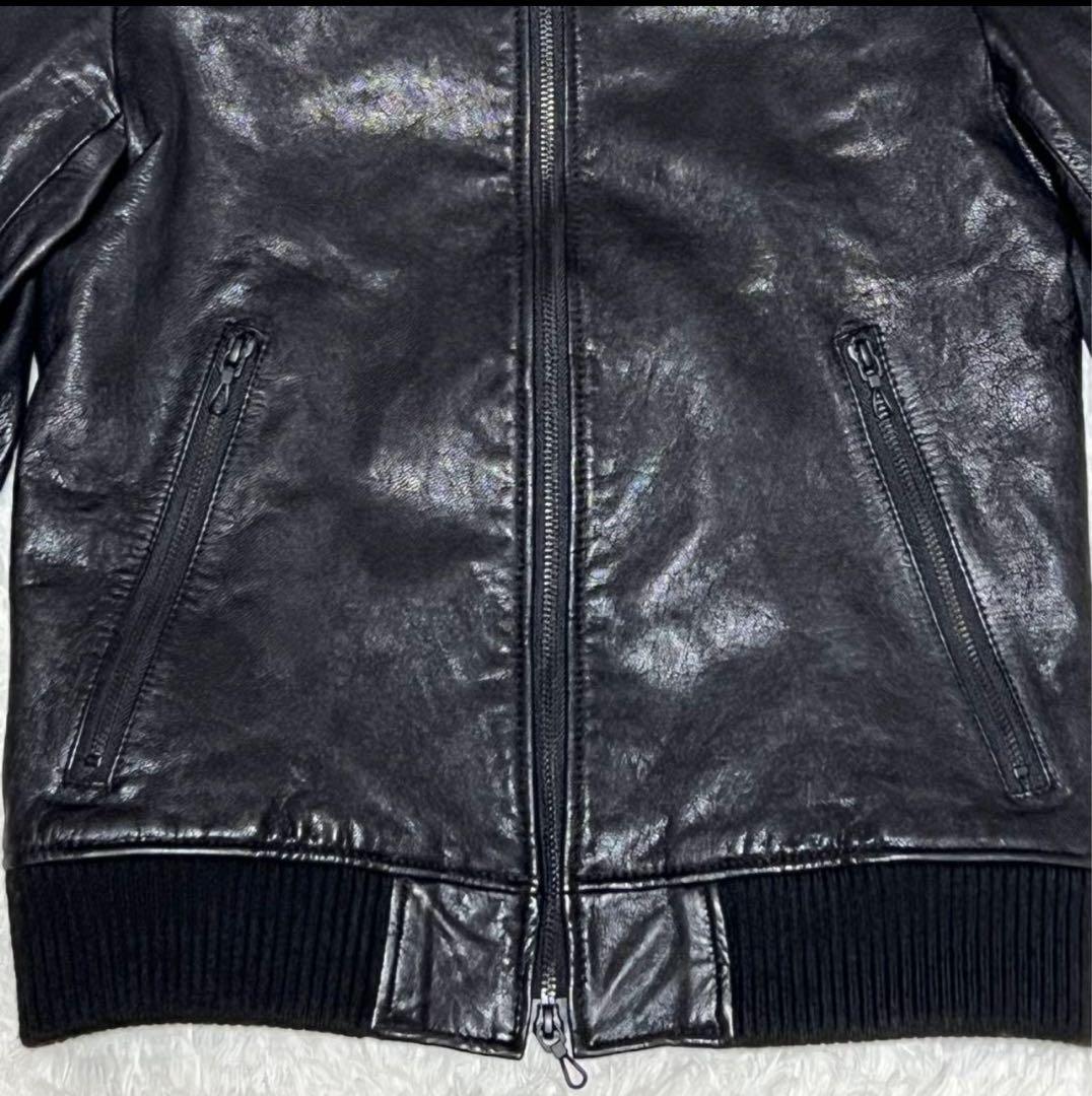 【美品】 ドンキーカラー WASHED レザージャケット ナノユニバース