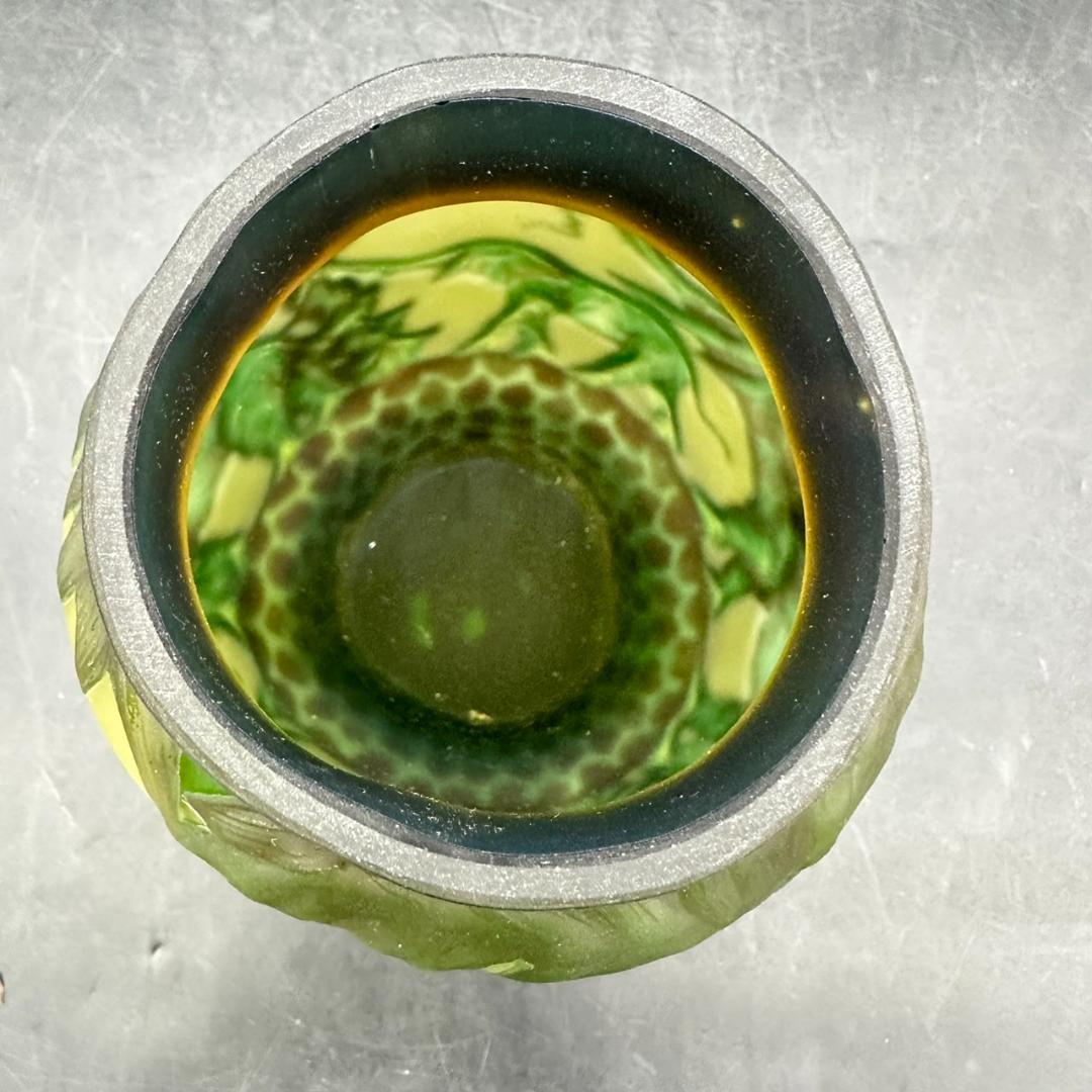 エミール　ガレ　特大　群像紋　花器　花瓶　技法スフレ　被せガラス　 高さ20