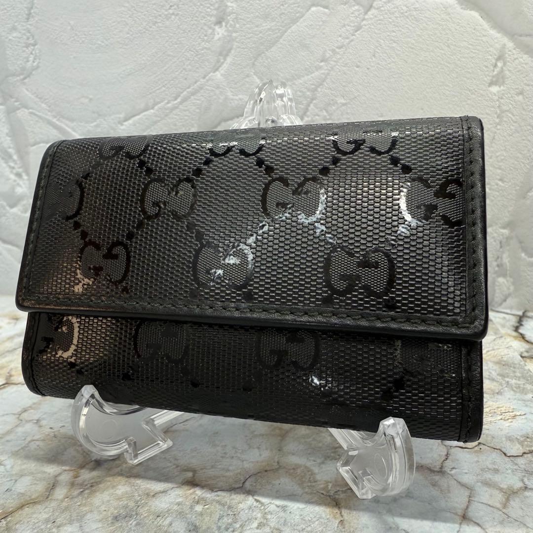 ★GUCCI★グッチ　ブラック PVCレザー キーケース