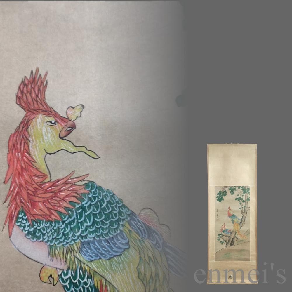 中国古美術.明時代.呂紀款.花鳥図.宣紙画.三尺手描き.旧蔵出.文房置物.唐物