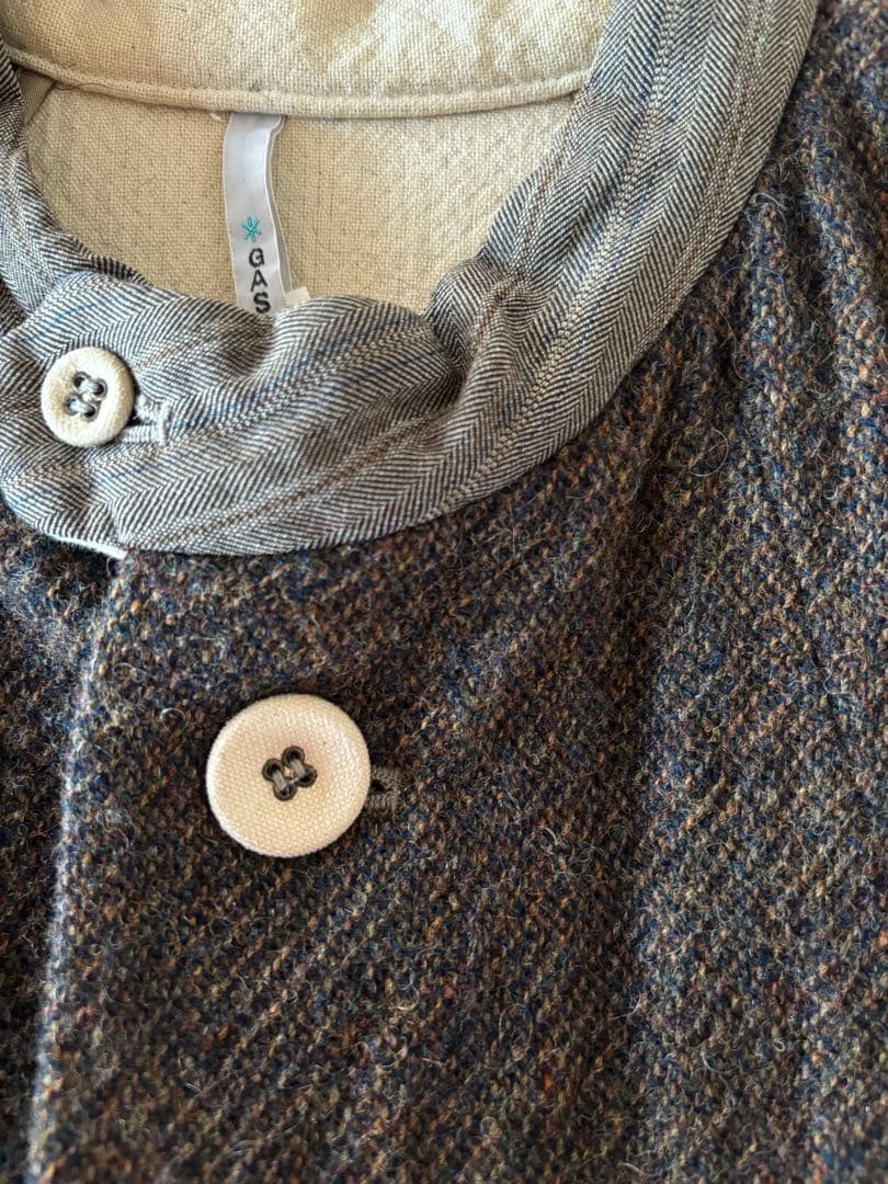 gasa* ノーカラーツイードコート