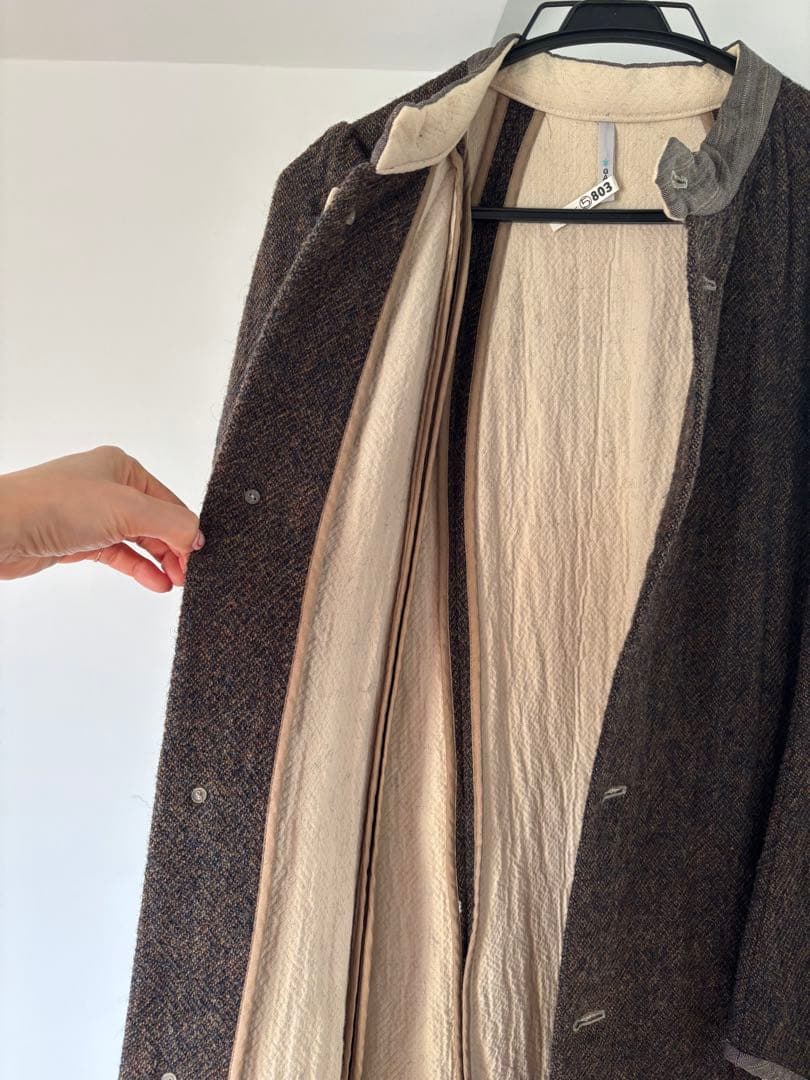 gasa* ノーカラーツイードコート