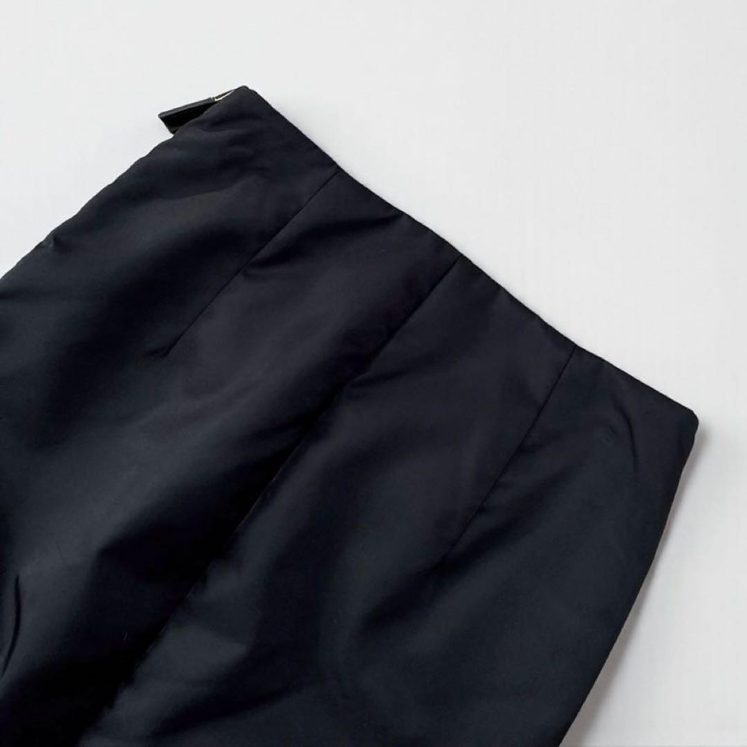 【美品】PRADA プラダ リナイロン ペンシルスカート 三角ロゴプレート 黒