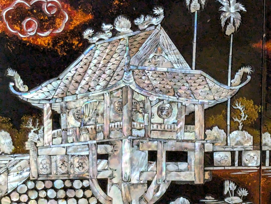 中国螺鈿絵　アンティーク　4枚組　壁掛け