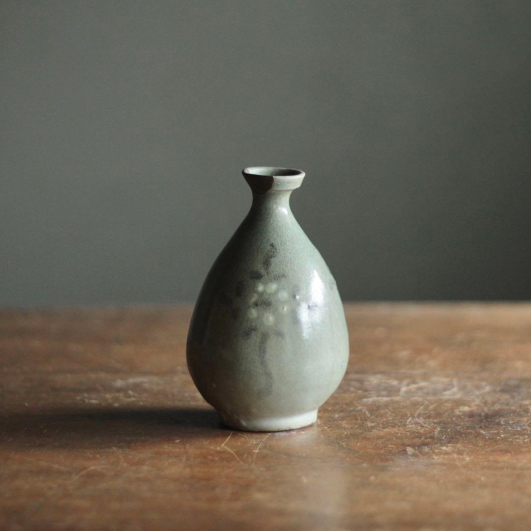 高麗青磁 白黒象嵌 徳利 酒器 古美術 古道具 アンティーク 朝鮮美術 高麗美術