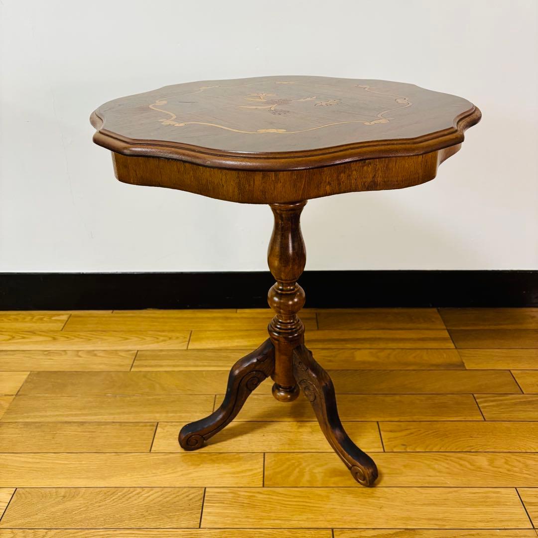 【イタリア家具】象嵌 猫脚 サイドテーブル コーヒーテーブル