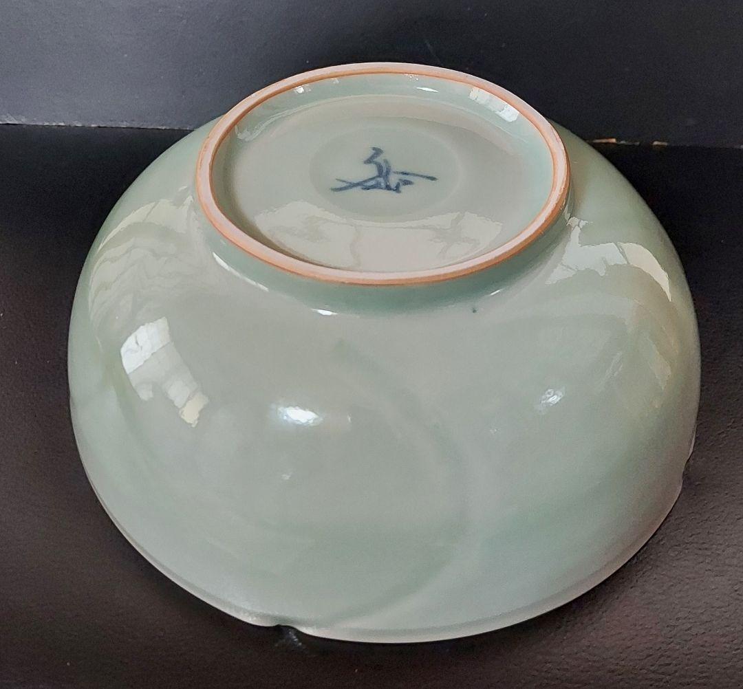 万岳窯 木村岳史作 青磁 「輪花鉢」木箱付 径20cm 高8cm 信州松本