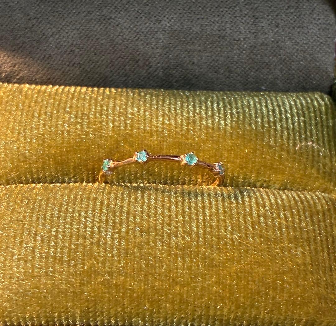 パライバトルマリン 4石リング　8号　K18