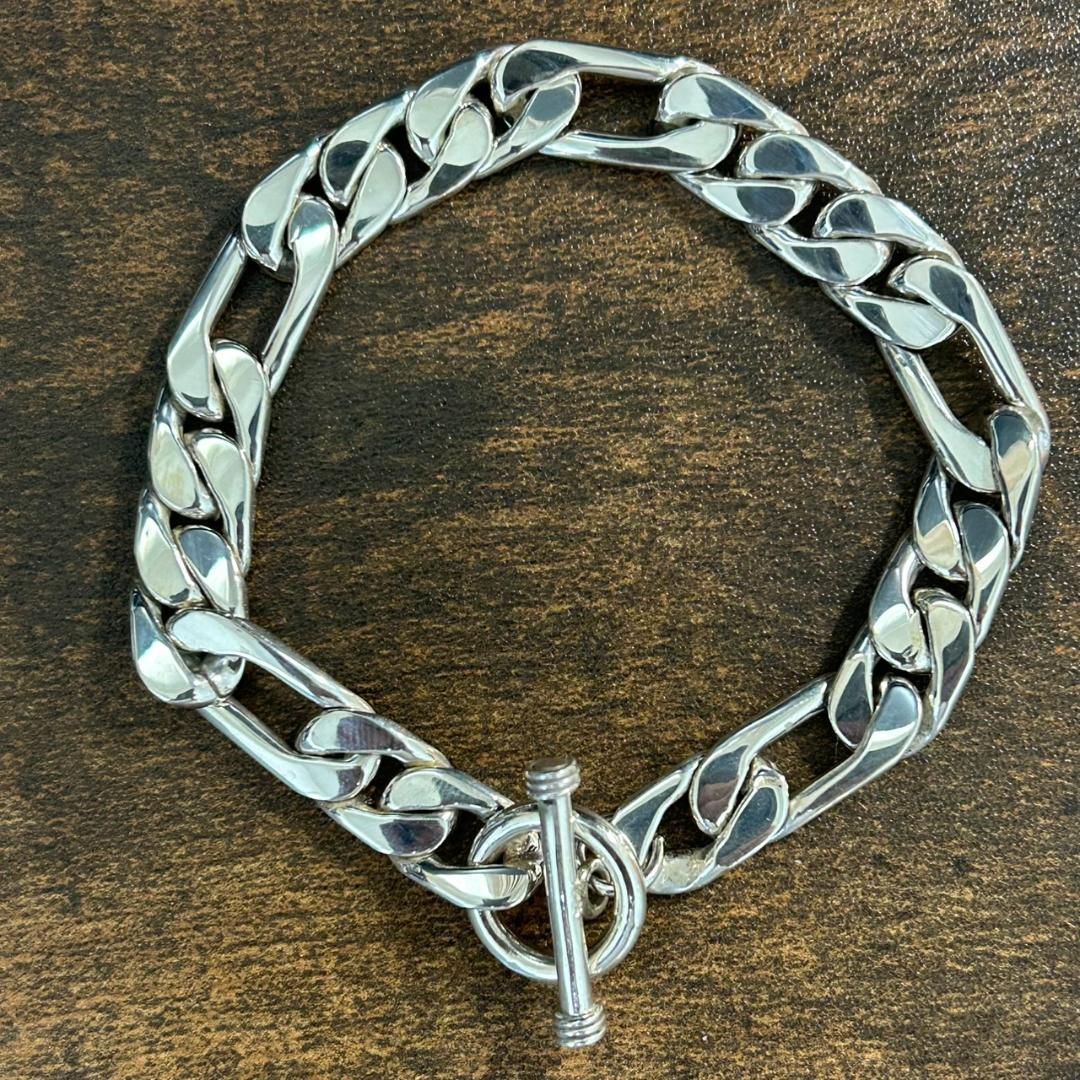 メキシコ Taxco製 シルバー925 フラットカーブチェーンブレスレット