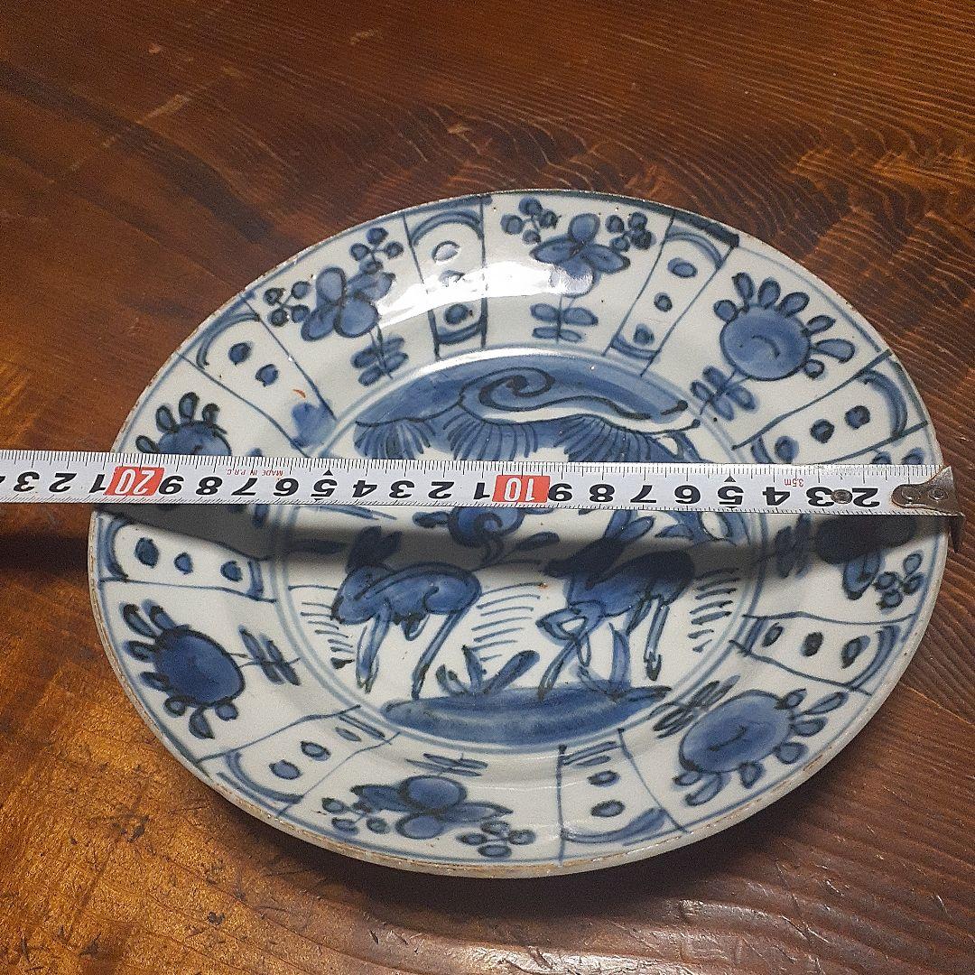 マ*オ様 中国明末清初古染付鹿文中皿