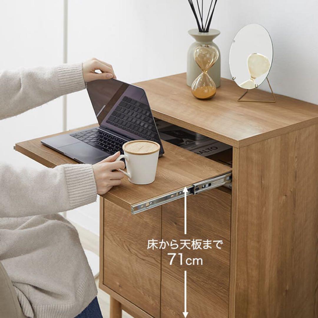 極美品 LOWYA パソコンデスク 収納付き 日本製