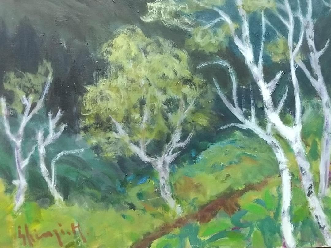 「白馬三山」1988 F15 絵画 油絵