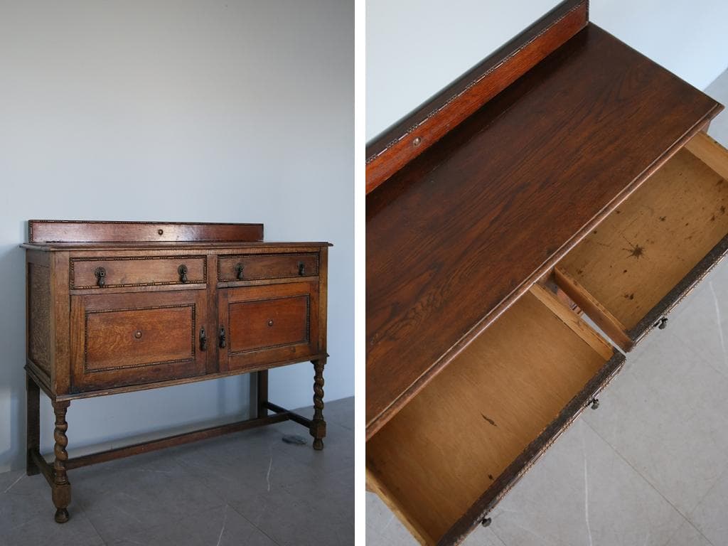 英国アンティーク木製サイドボード/キャビネット/チェスト/飾り棚(92-108)