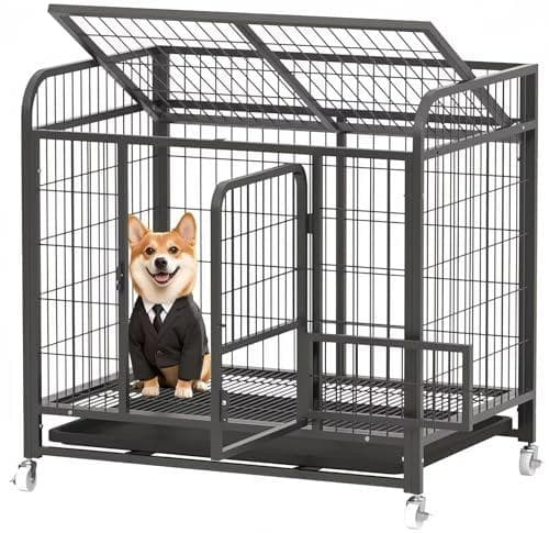 TUIYIDUO 犬のケージ 屋根付き ペットケージ 96.3*65*90cm