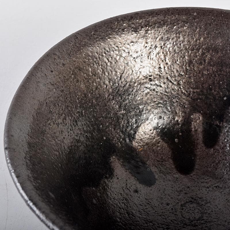 茶道具　川喜田半泥子作　黒釉　茶碗　書付共箱　M　R7853