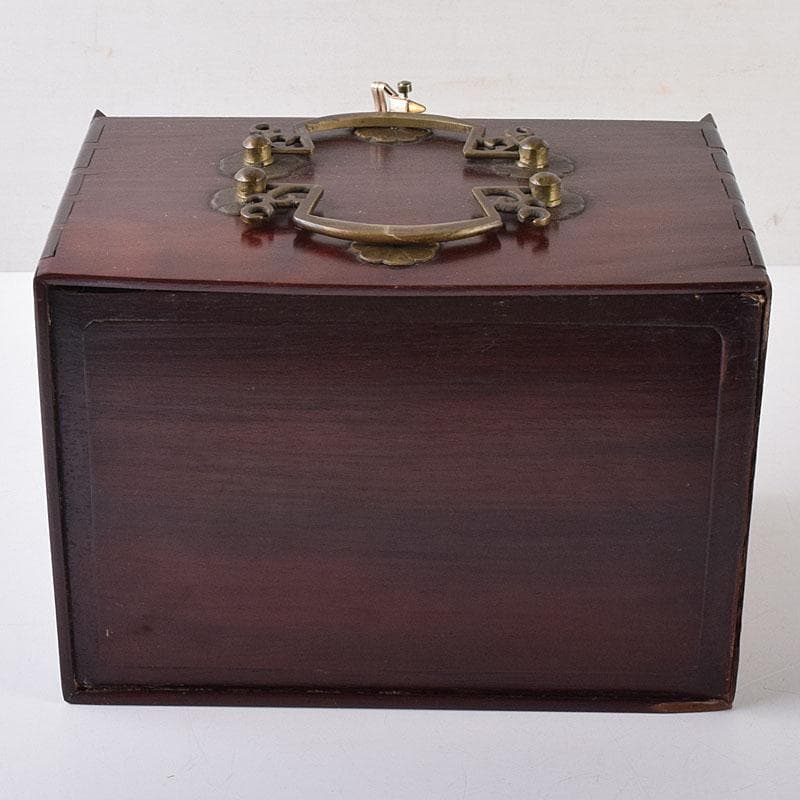 中国　竹嵌　骨牌　背竹牌　麻雀牌　唐木箱付　M　8054