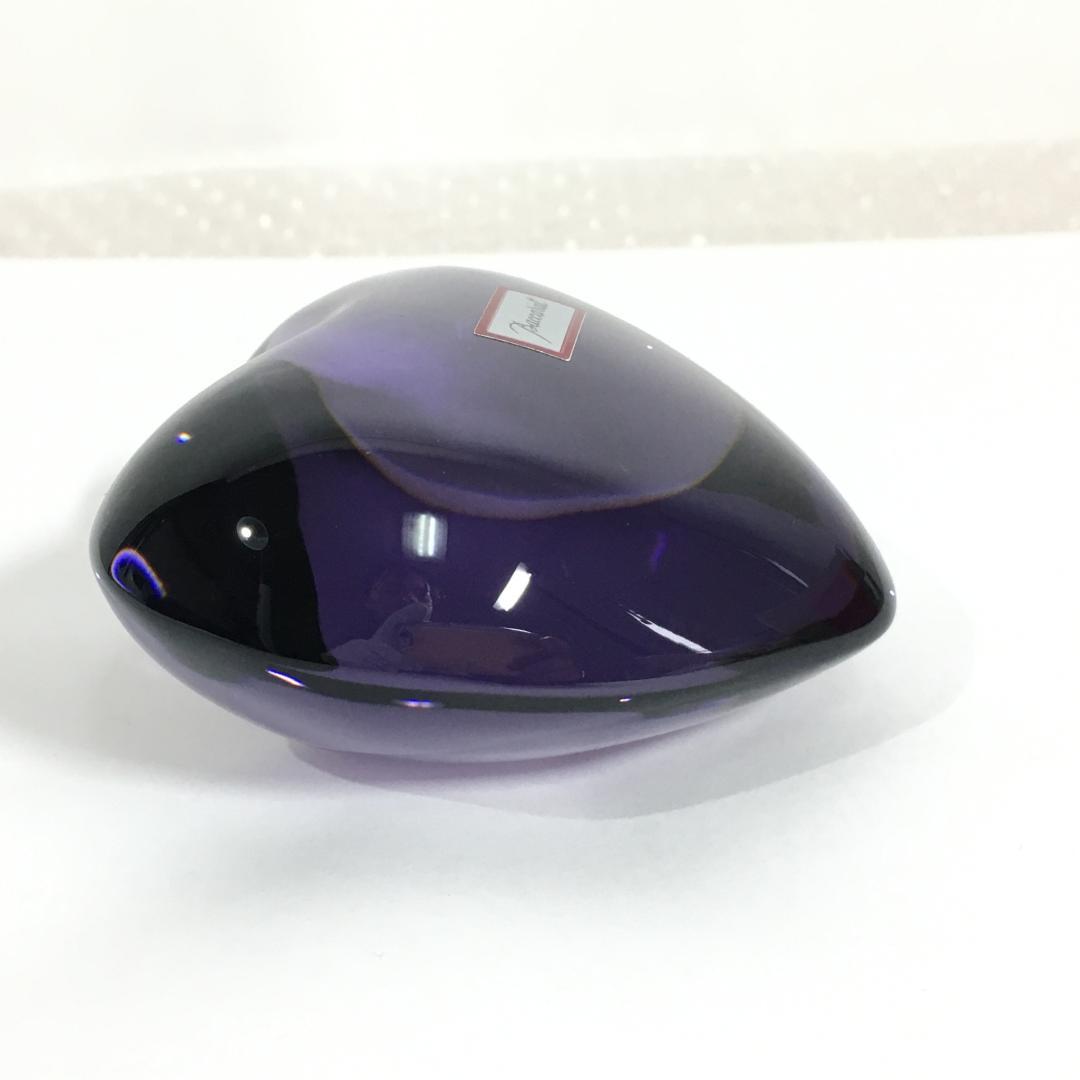 ○希少美品！ Baccarat バカラ ハート ペーパーウェイト パープル 紫