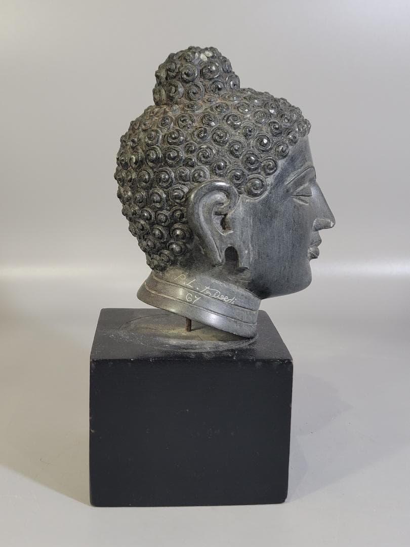 石仏 仏頭 置物 在銘 DT421