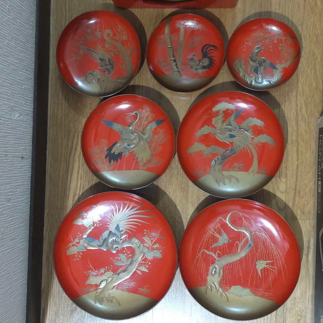 【明治、大正、昭和レトロ】本漆塗 七枚重ね盃 台座付