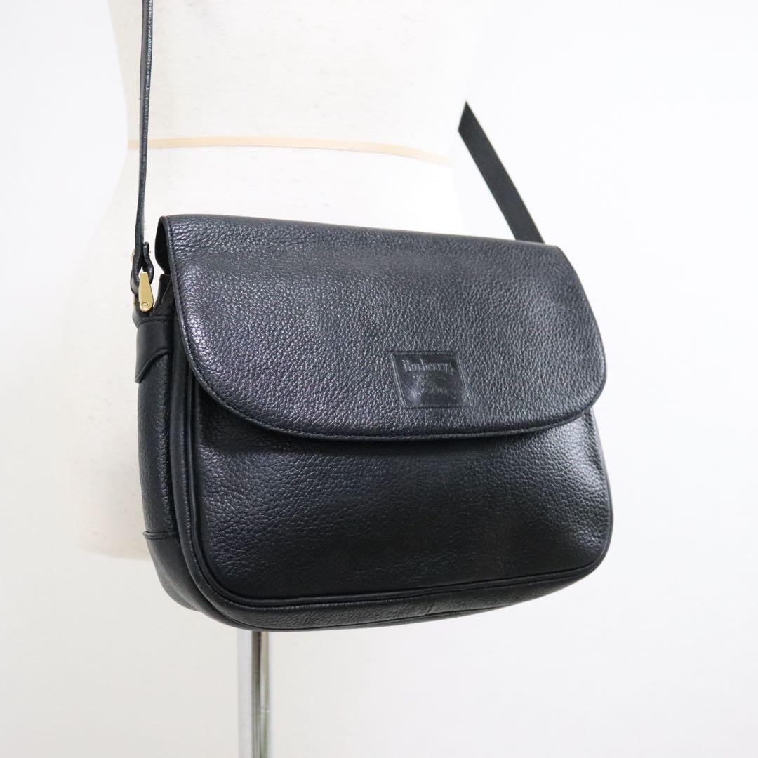 BURBERRY バーバリーズ ショルダーバッグ シボ革レザー ノバチェック黒